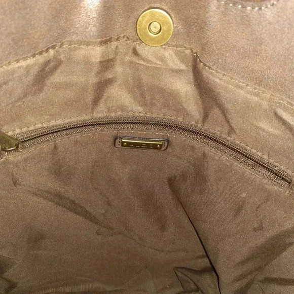 ALDO-Vegan Metallic Taupe Leather-Fringe-BOHO-Foldover Xbody/Handbag-Bag Charms - Picture 7 of 7